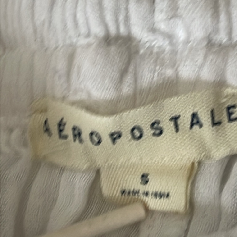 Aeropostale White Gauze Wide Leg Cargo Pants Coastal Beach Lightweight Small - Picture 13 of 14